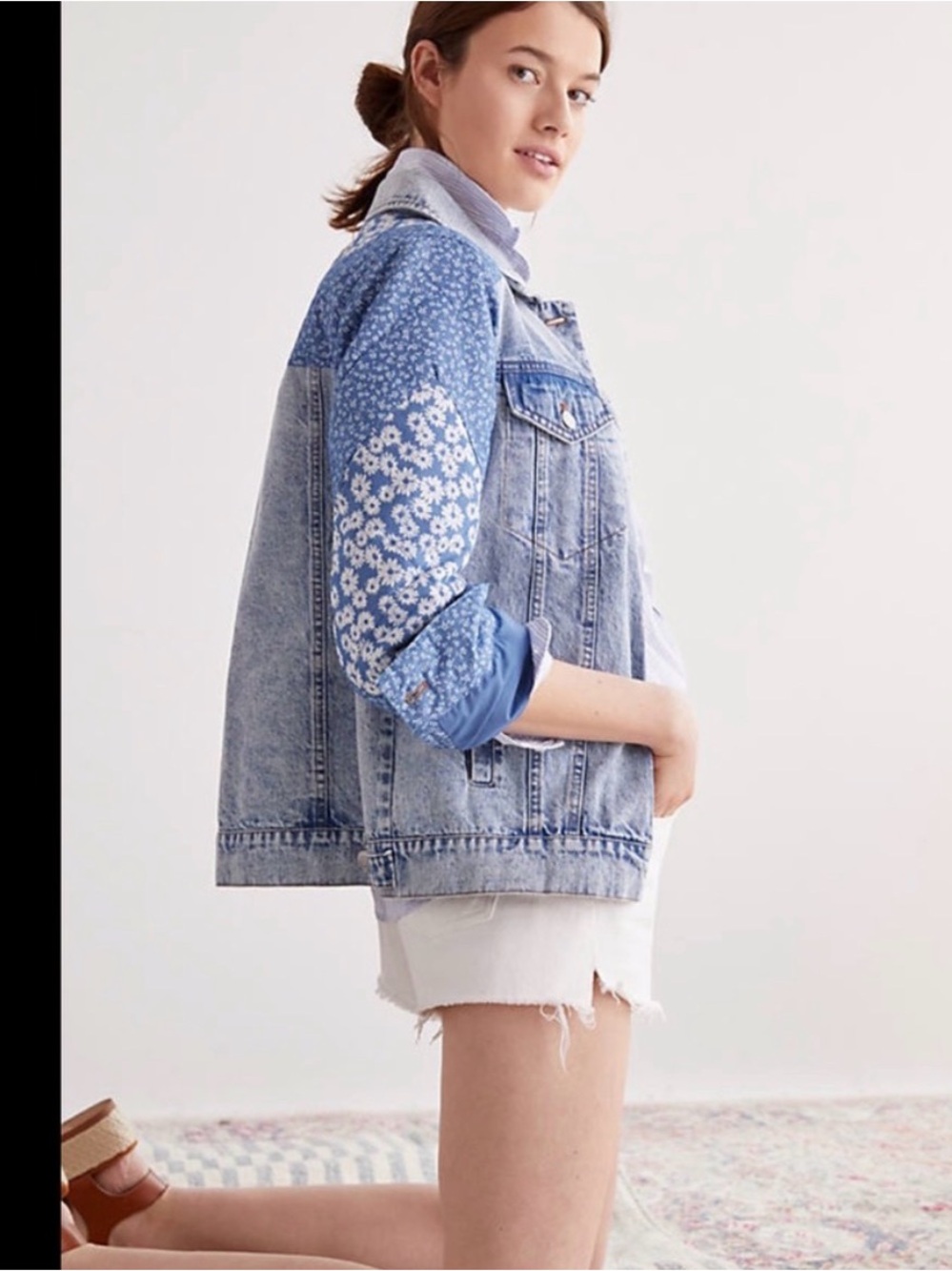 Anthropologie Avec Les Filles Denim patch sleeve jacket